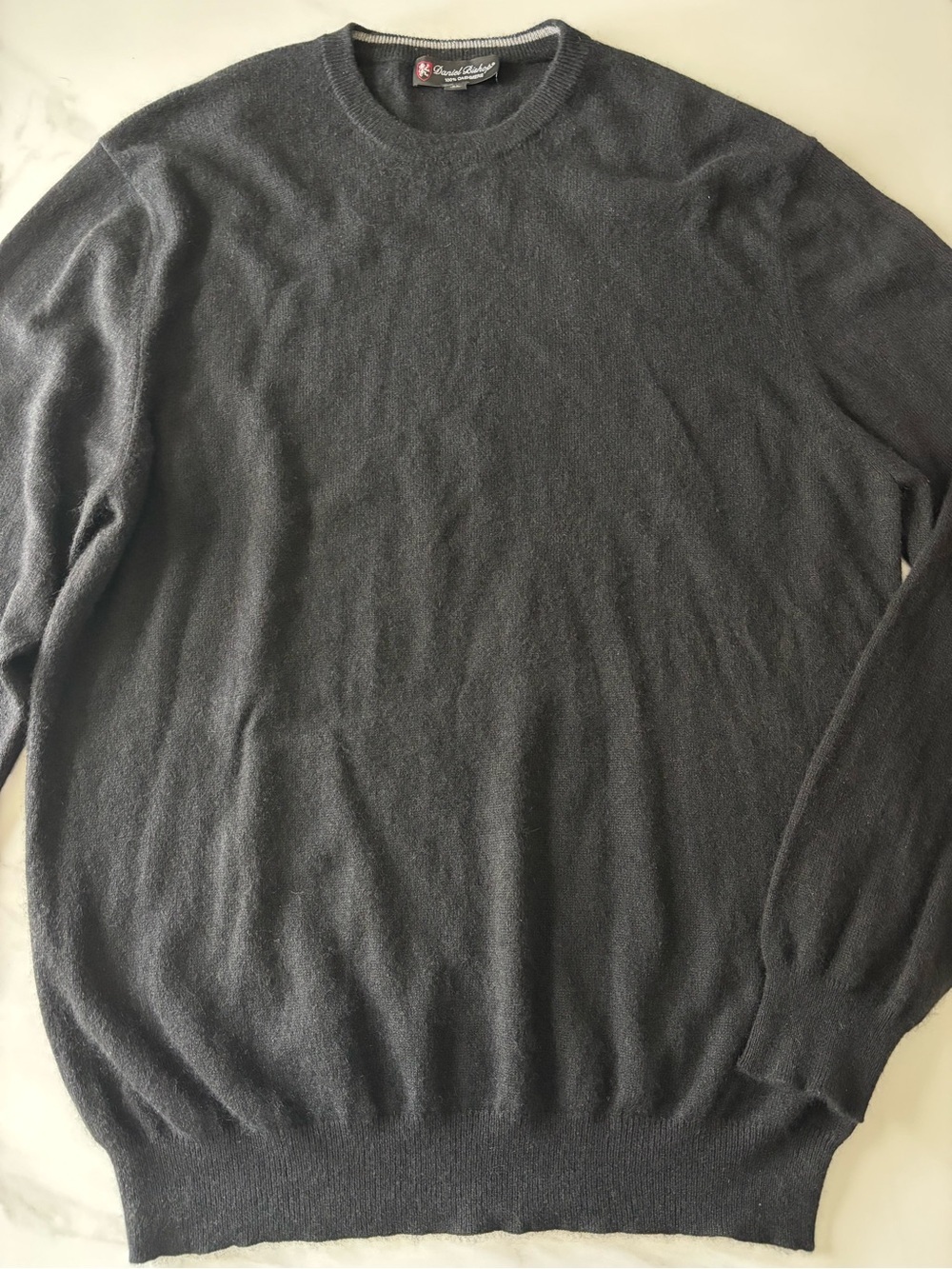 Daniel Bishop Men's Black Crewneck Sweater 100% cashmere XL
